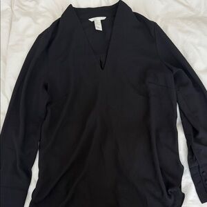 H&M Black V-Neck Long Sleeve Blouse